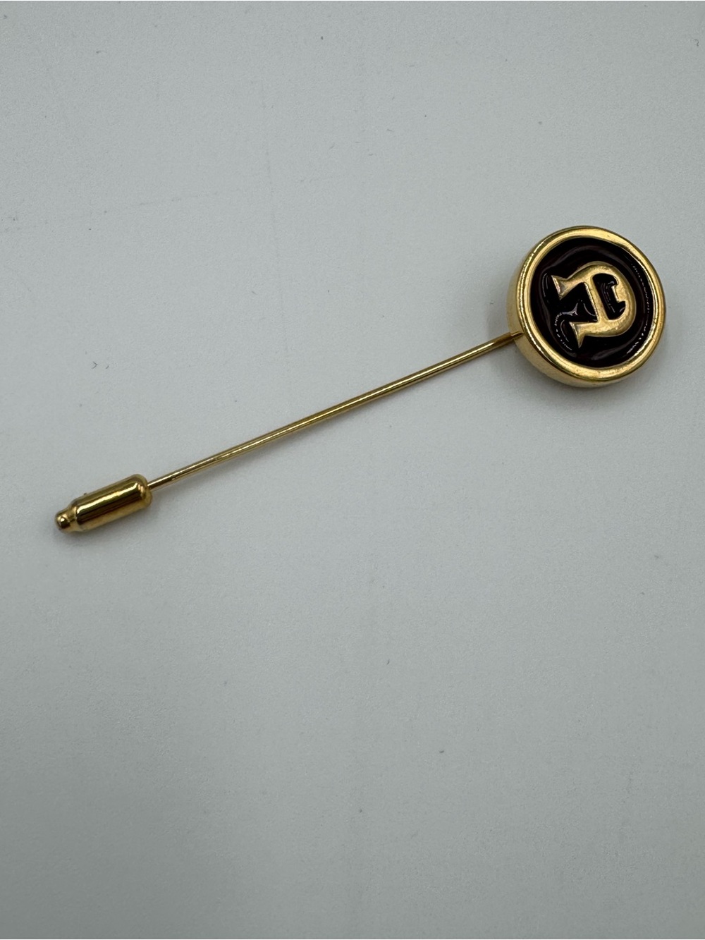 Etienne Aigner Gold and Black Monogram Pin